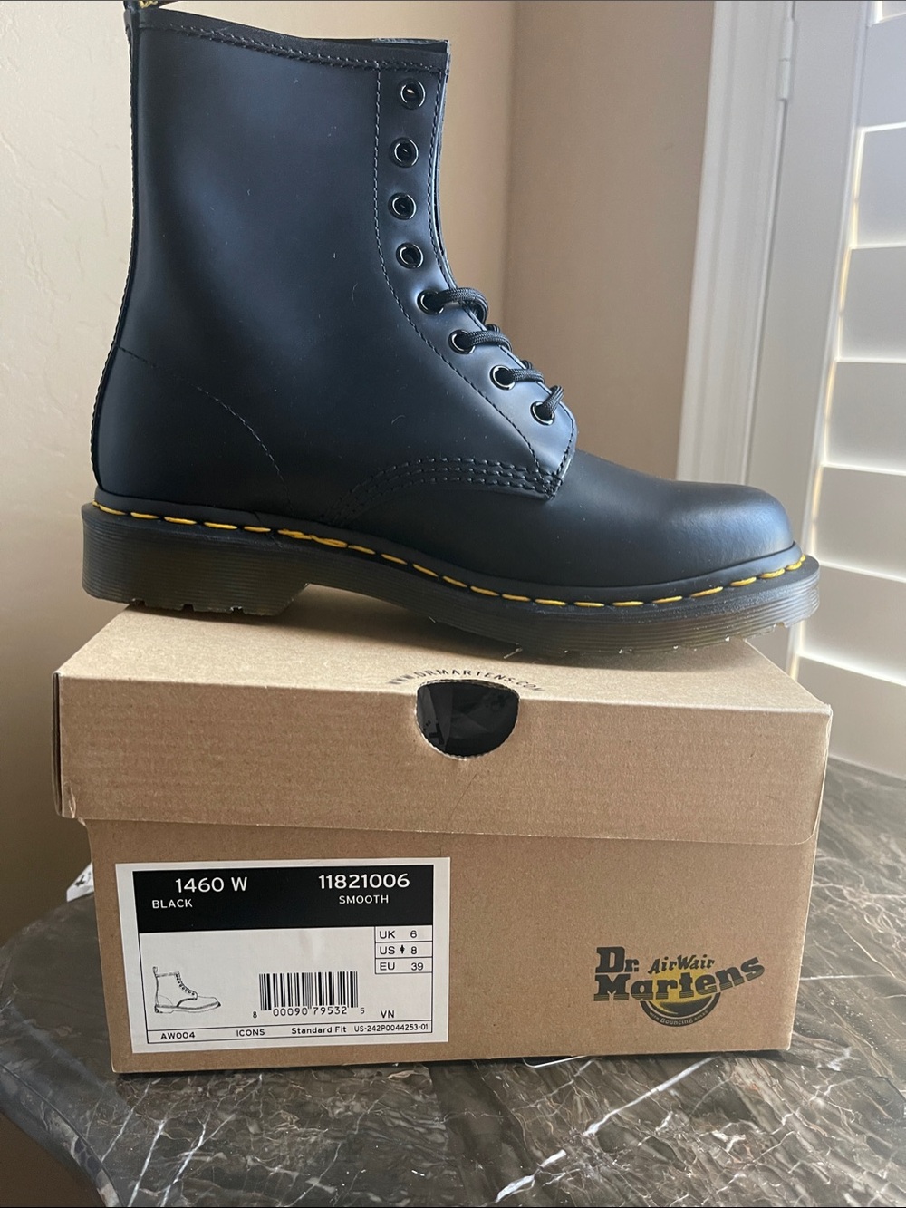 Dr. Martens Women’s Black 1460W Lace Up 8-Eye Combat Boots
